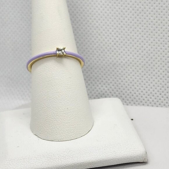 Brand New Sterling Silver 925 Light Purple enamel Ring / band - Picture 1 of 5